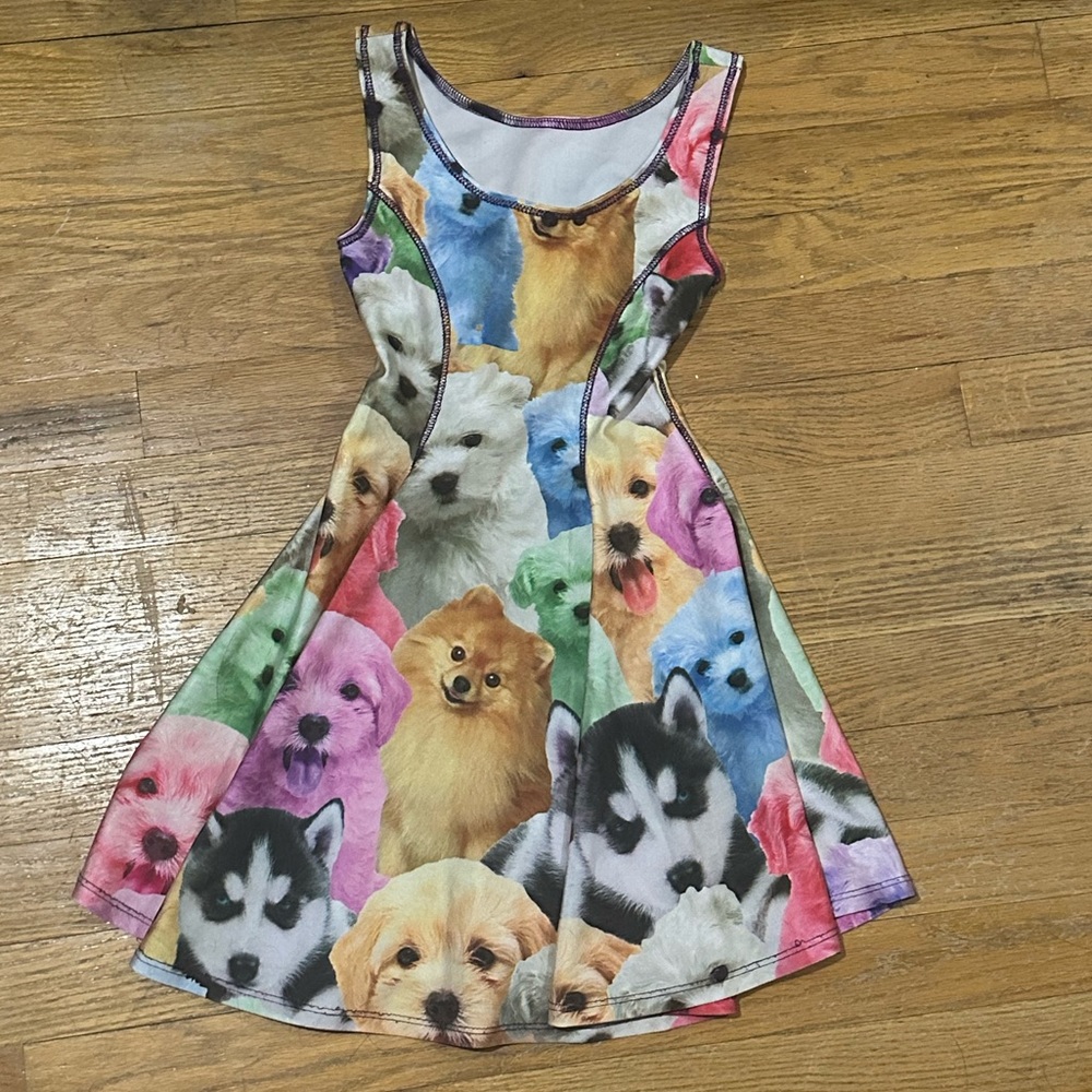 Zara terez dog rainbow skater dress girls size small